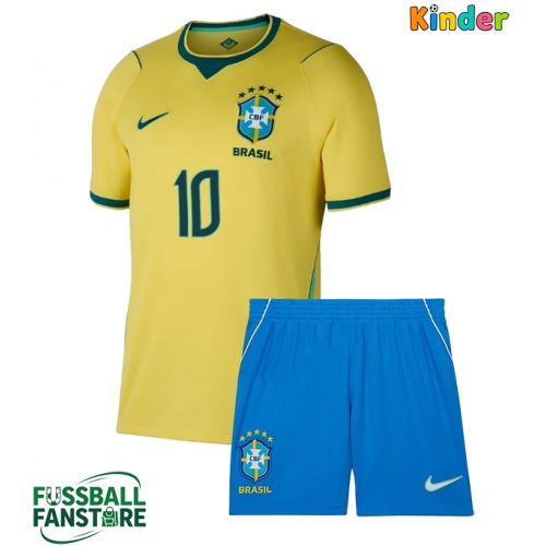 Brasilien Neymar Jr #10 Replik Heimtrikot Kinder WM 2026 Kurzarm (+ Kurze Hosen)